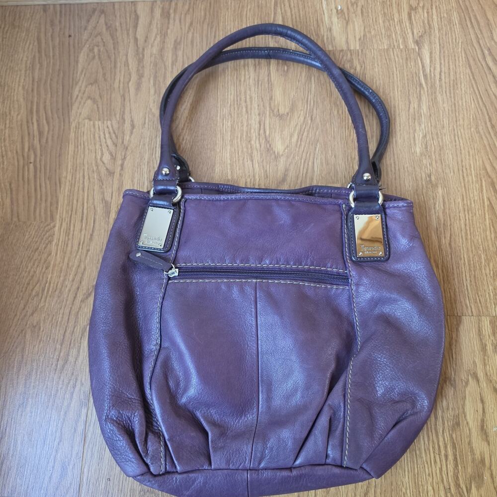 Tignanello Purse Soft Leather Hobo Shoulder Handbag Purple READ - Picture 3 of 14